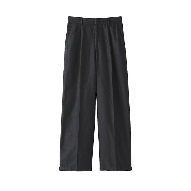Women's Hemp Blend Twill Pleated Wide Leg Trousers