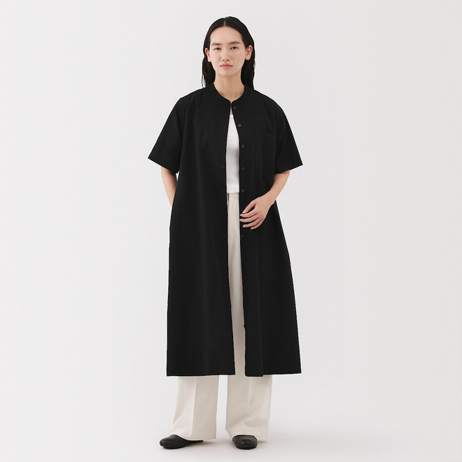 Women's Cotton Cool Touch Stand Collar Shirt Dress | MUJI