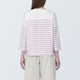 Thick Cotton Boat Neck Long Sleeve T‐shirt‐ Stripe