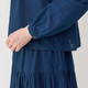 Women's Cotton Voile Collarless Long Sleeve Indigo Blouse