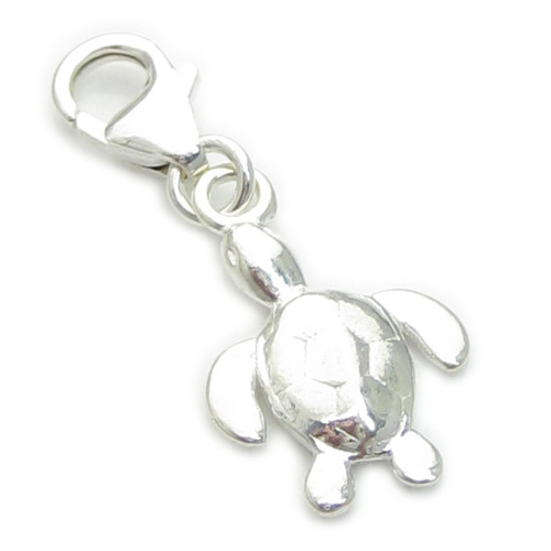 TINY Turtle on clip sterling silver charm .925 x 1 Turtles charms