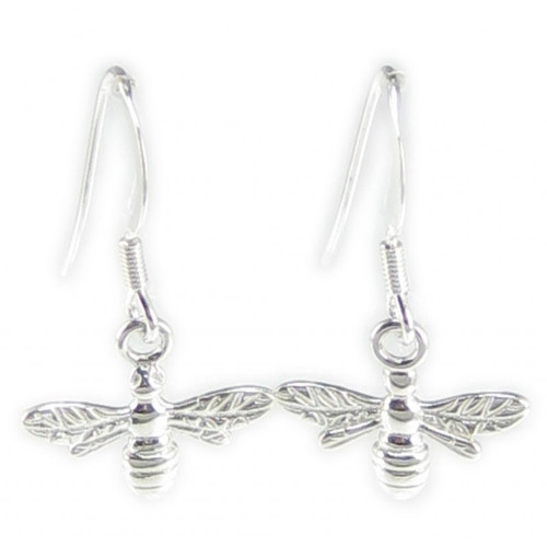 Bees sterling silver hook earrings .925 pair bee drops