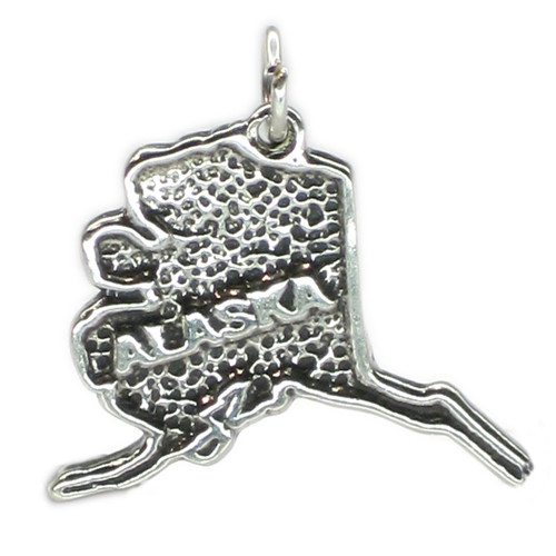 Alaska map sterling silver charm .925 x 1 USA United States charms