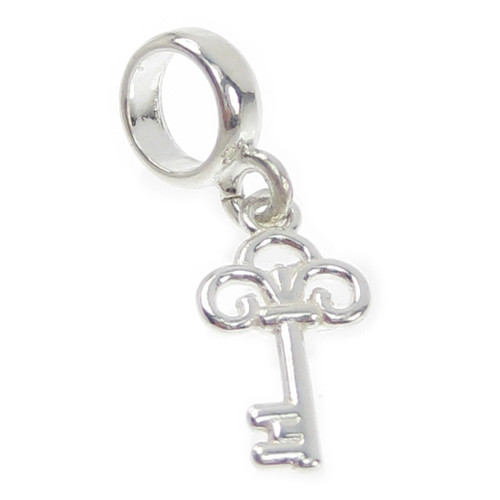 Tiny key bead sterling silver charm .925 x 1 keys charms