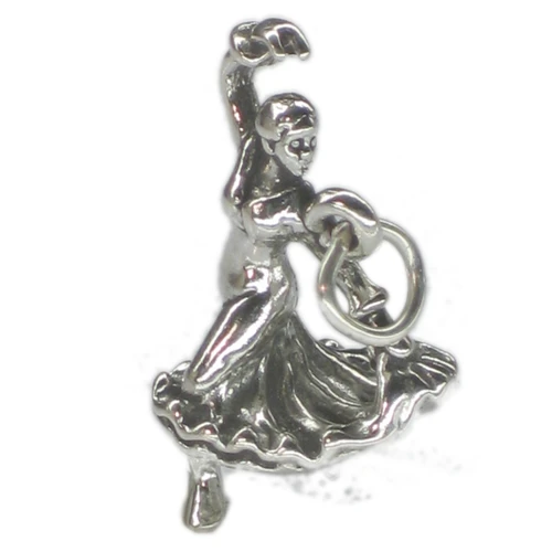 Flamenco dancer sterling silver charm .925 Spanish dancers charms