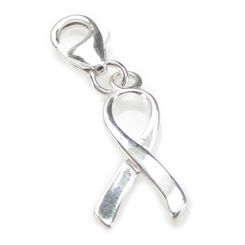 Awareness Ribbon on 9mm clip small sterling silver charm .925 x 1