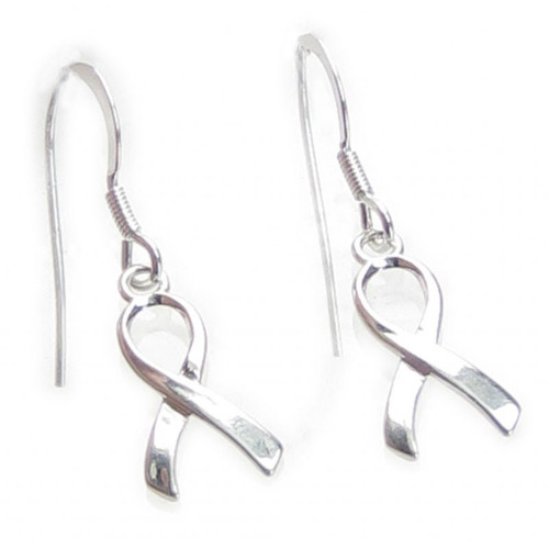 Awareness Ribbon sterling silver hook earrings 925 x 1 pair