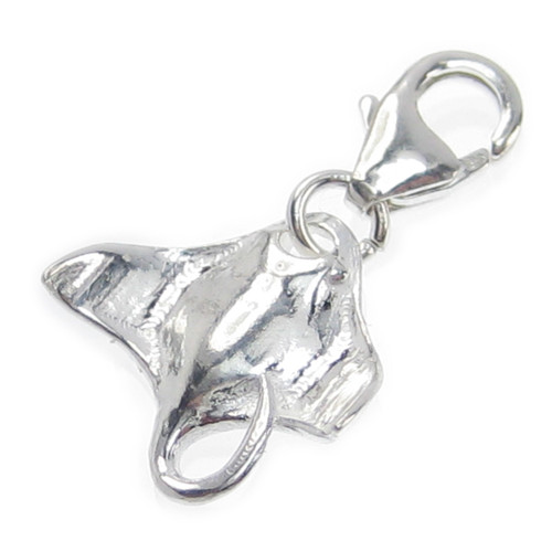 Manta Ray on clip sterling silver charm .925 x 1 Rays and Mantas