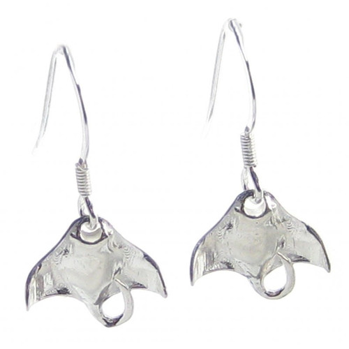 Manta Ray sterling silver earrings .925 x 1 pair rays drops