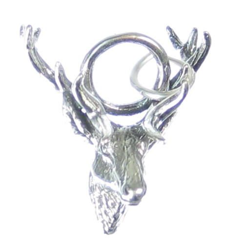 Elk Head sterling silver charm .925 x 1 Elks Heads with Antlers