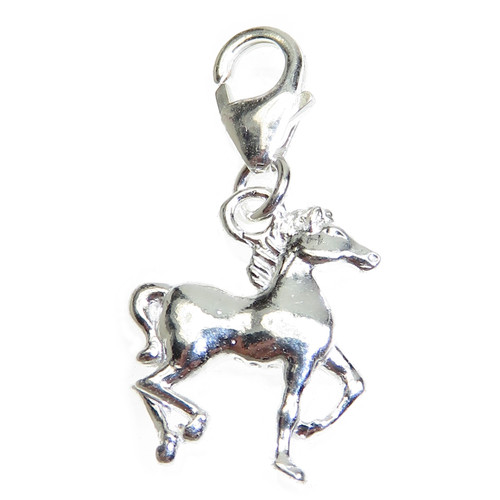 Horse on clip small sterling silver charm .925 x 1 Horses charms