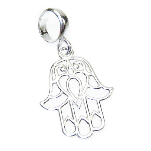 Hamsa Hand sterling silver bead charm .925 x 1 Protection Beads