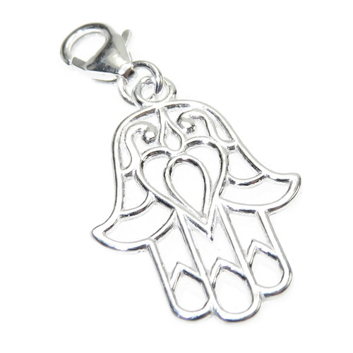 Hamsa Hand on clip sterling silver charm .925 protection