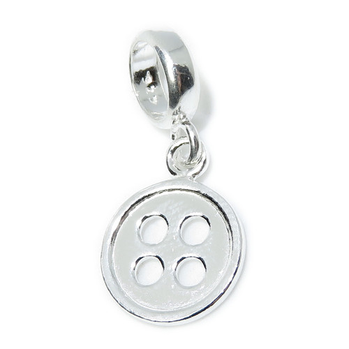 Button Small sterling silver bead charm .925 x 1 Buttons Beads