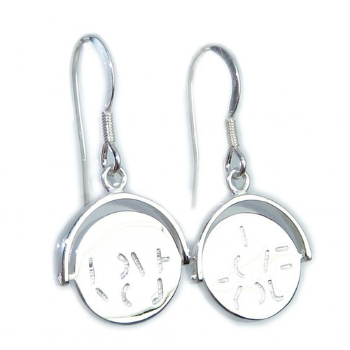 I Love You spinner sterling silver earrings .925 x 1 pair drops