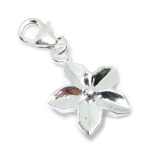Flower on clip sterling silver charm .925 x 1 flowers charms