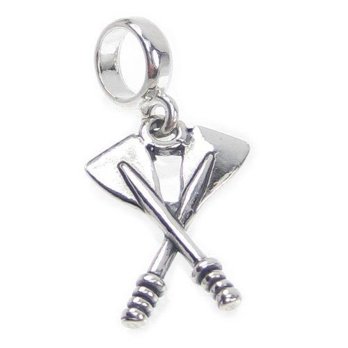 Crossed Oars bead sterling silver charm .925 x 1 rowing charms