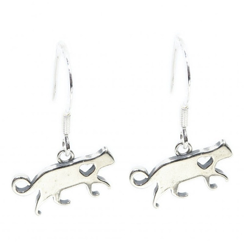 Cat & Heart sterling silver drop earrings .925 x 1 pair drops