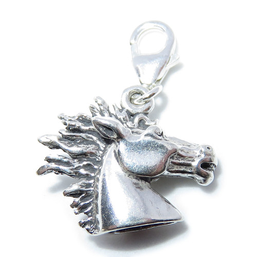 Horse Head on clip sterling silver charm .925 x 1 Horses charms