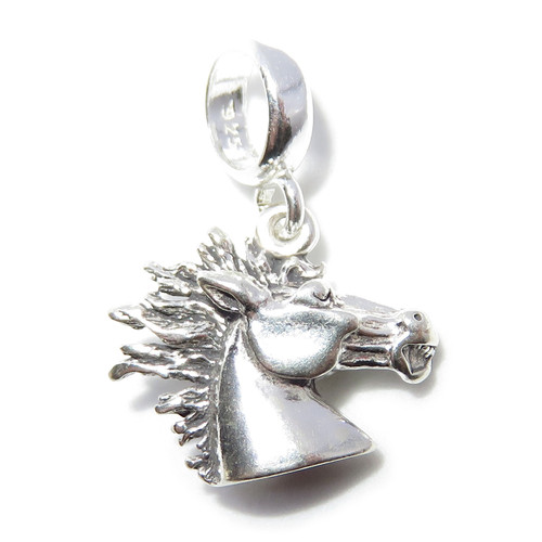 Horse Head Dangle Bead sterling silver charm .925 x 1 Horses charms