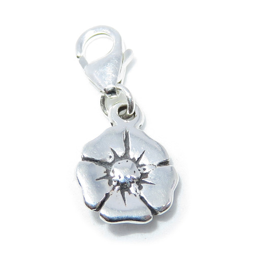 Poppy tiny sterling silver clip charm .925 Poppies Poppys charms