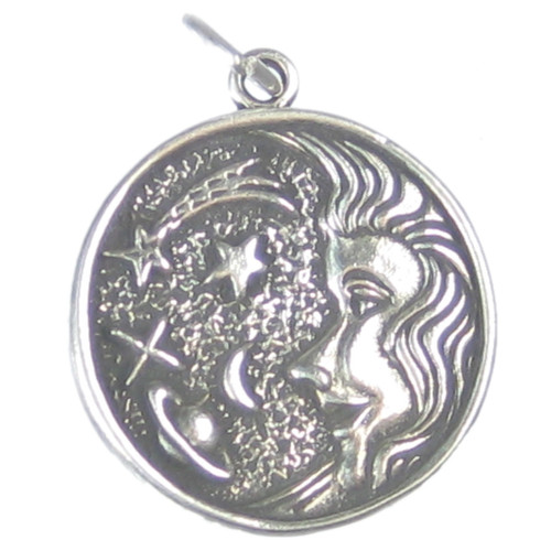 Celestial Scene sterling silver charm pendant .925 x 1 Stars Moons