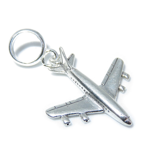 707 Jumbo Jet aeroplane sterling silver bead charm .925 charms