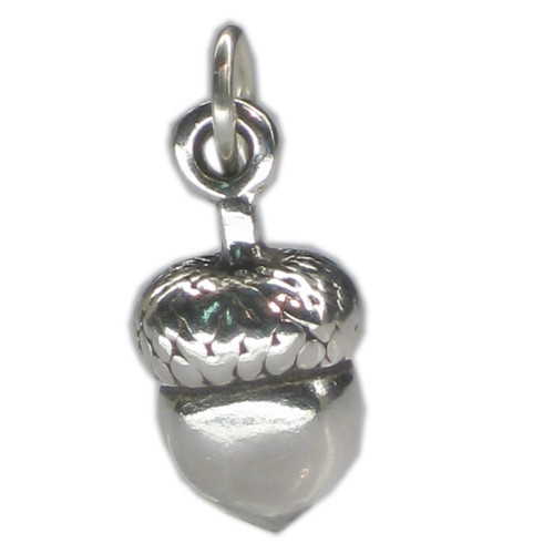 Acorn sterling silver charm .925 x 1 Oak tree seeds charms