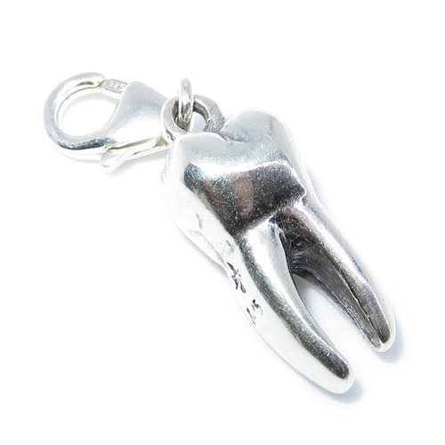 Tooth Molar sterling silver clip on charm .925 x 1 Teeth charms