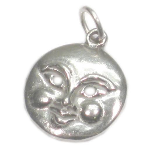 Moon Face sterling silver charm .925 x 1 Moons and Celestial charms