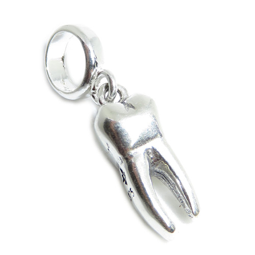 Tooth Molar sterling silver bead charm .925 x1 Dentist Teeth charms