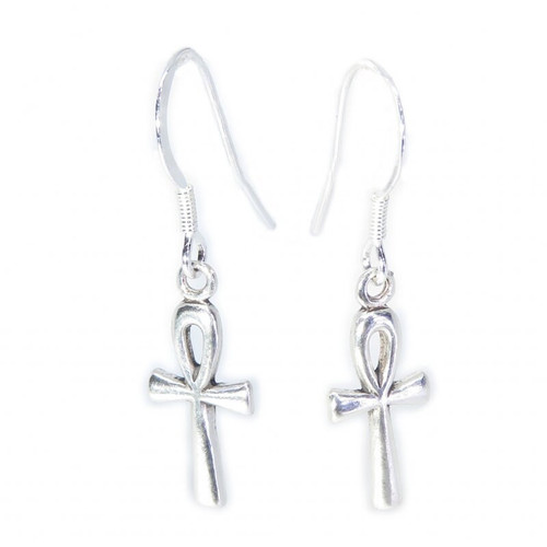 Ankh Cross sterling silver earrings .925 pair drops Ankhs