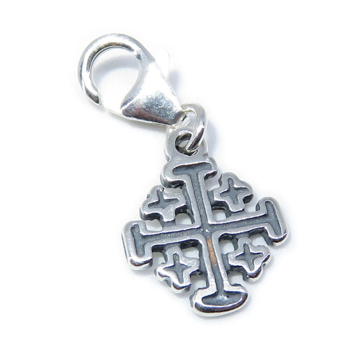 Jerusalem Cross clip on 11mm sterling silver charm .925 x 1 Crosses