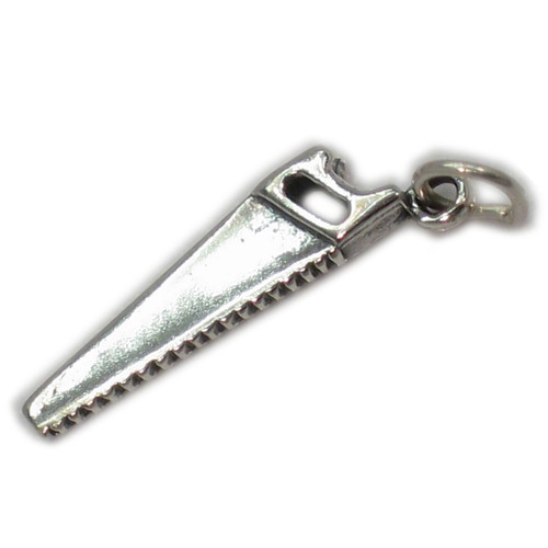 Hand saw sterling silver charm .925 x 1 Handsaw tool charms
