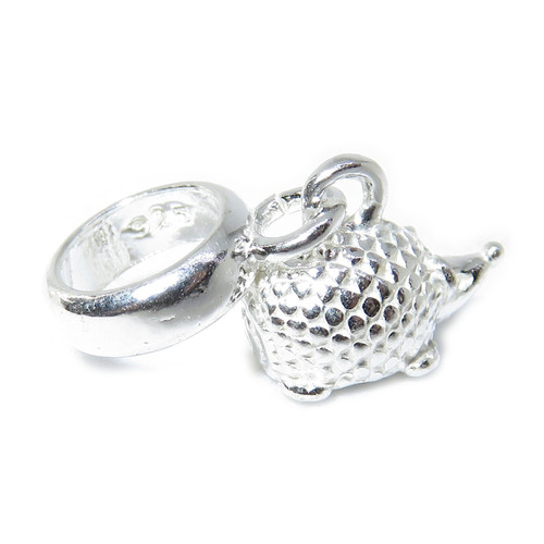 Tiny Cute Hedgehog sterling silver bead charm .925 x 1 Hedgehogs