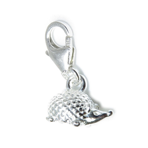Tiny Cute Hedgehog sterling silver clip charm .925 x 1 Hedgehogs