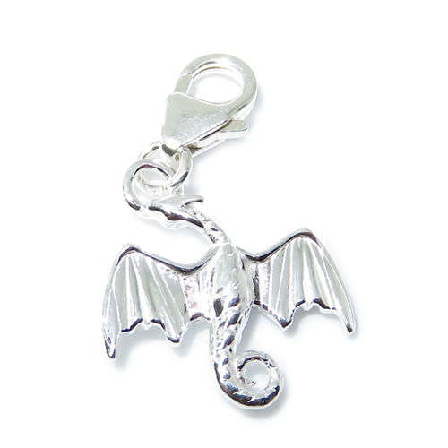 Dragon sterling silver clip charm .925 x 1 Flying Dragons charms