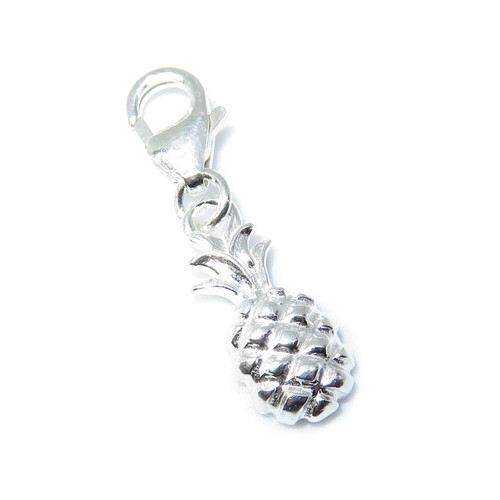 Pineapple Tiny 2D sterling silver clip charm .925 Pineapples