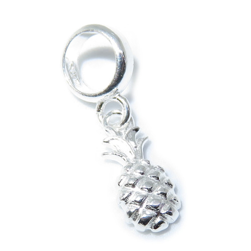 Pineapple Tiny 2D bead sterling silver charm .925 x 1 Pineapples