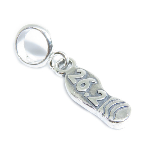 26.2 Mile Marathon Shoe sterling silver bead charm .925 x 1 charms