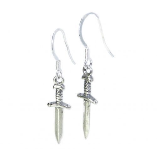 Dagger sterling silver earrings .925 x 1 pair daggers drops