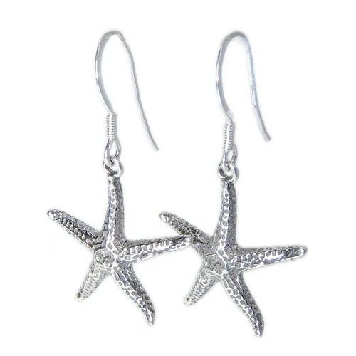 Starfish sterling silver earrings .925 x 1 pair star fish drops