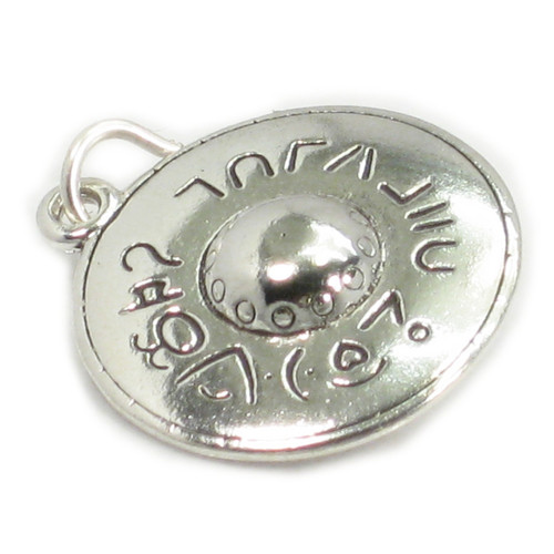 UFO sterling silver charm .925 x 1 Flying saucer alien space charms