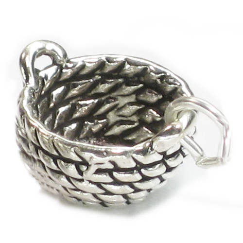 Basket sterling silver charm .925 x 1 Baskets charms