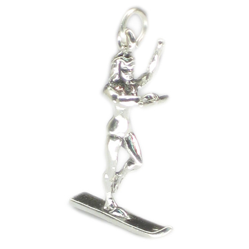 Water skier sterling silver charm .925 x 1 Waterskier Waterskiing
