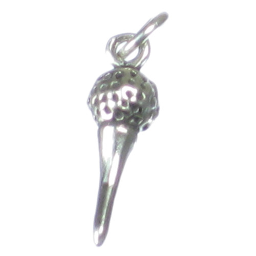 Golf Ball on tee sterling silver charm .925 x 1 Golfing golfer charms