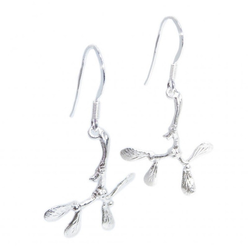 Mistletoe sterling silver drop earrings 925 x 1 pair Christmas dangle drops