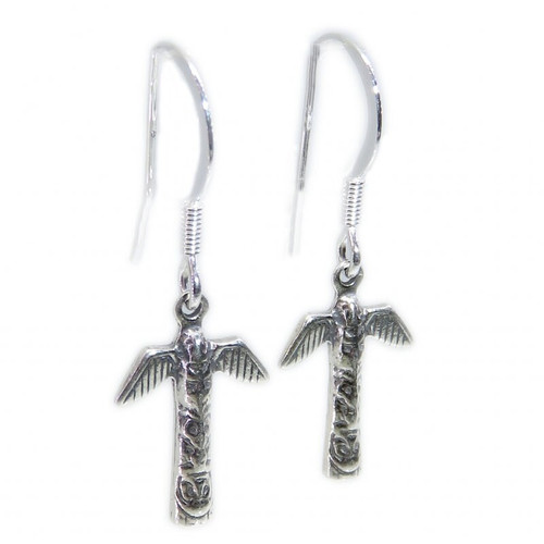 Totem Pole sterling silver earrings 925 x 1 pair Totems Poles hooks