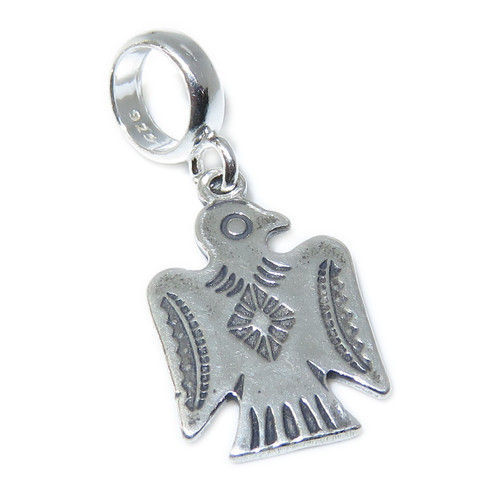 Thunderbird bead sterling silver charm .925 x 1 Native American Thunderbirds