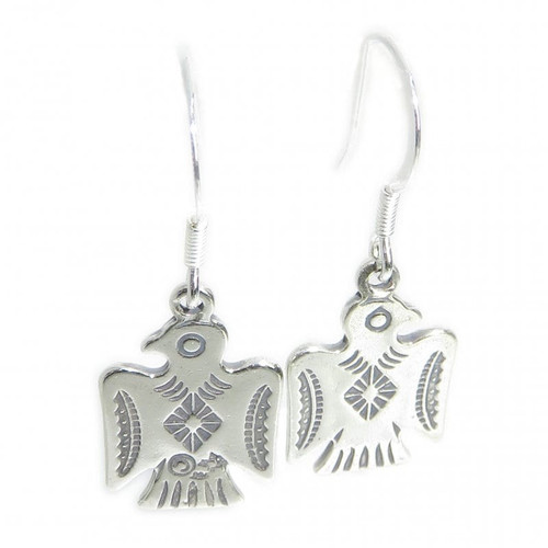 Thunderbird sterling silver earrings pair Native American Thunderbirds drops